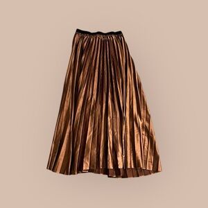Zara Bronze Pleated Midi Skirt